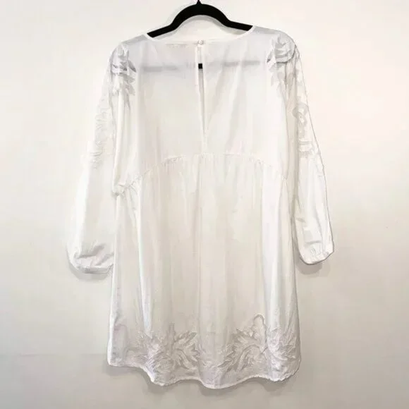 New Maje Raolita 100% Cotton Embroidered Mini Dress White S $395 - Picture 3 of 10